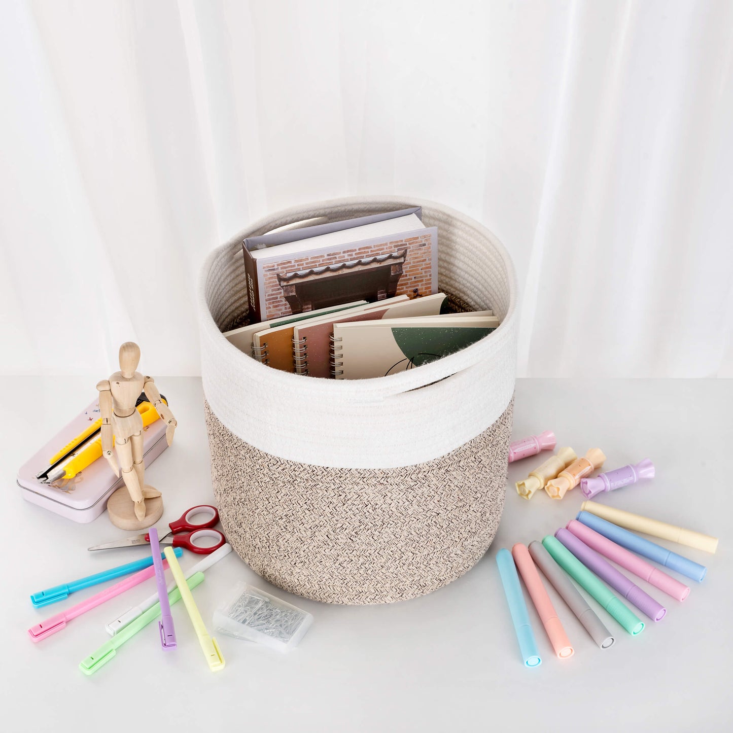 11"x11" Rope Basket - Light Brown