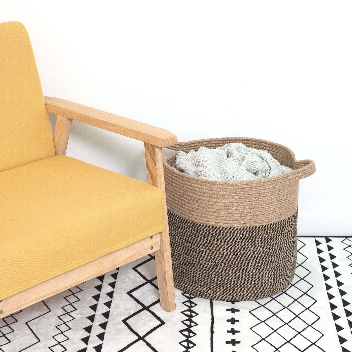 15"x14.2" Rope Basket - Black Jute