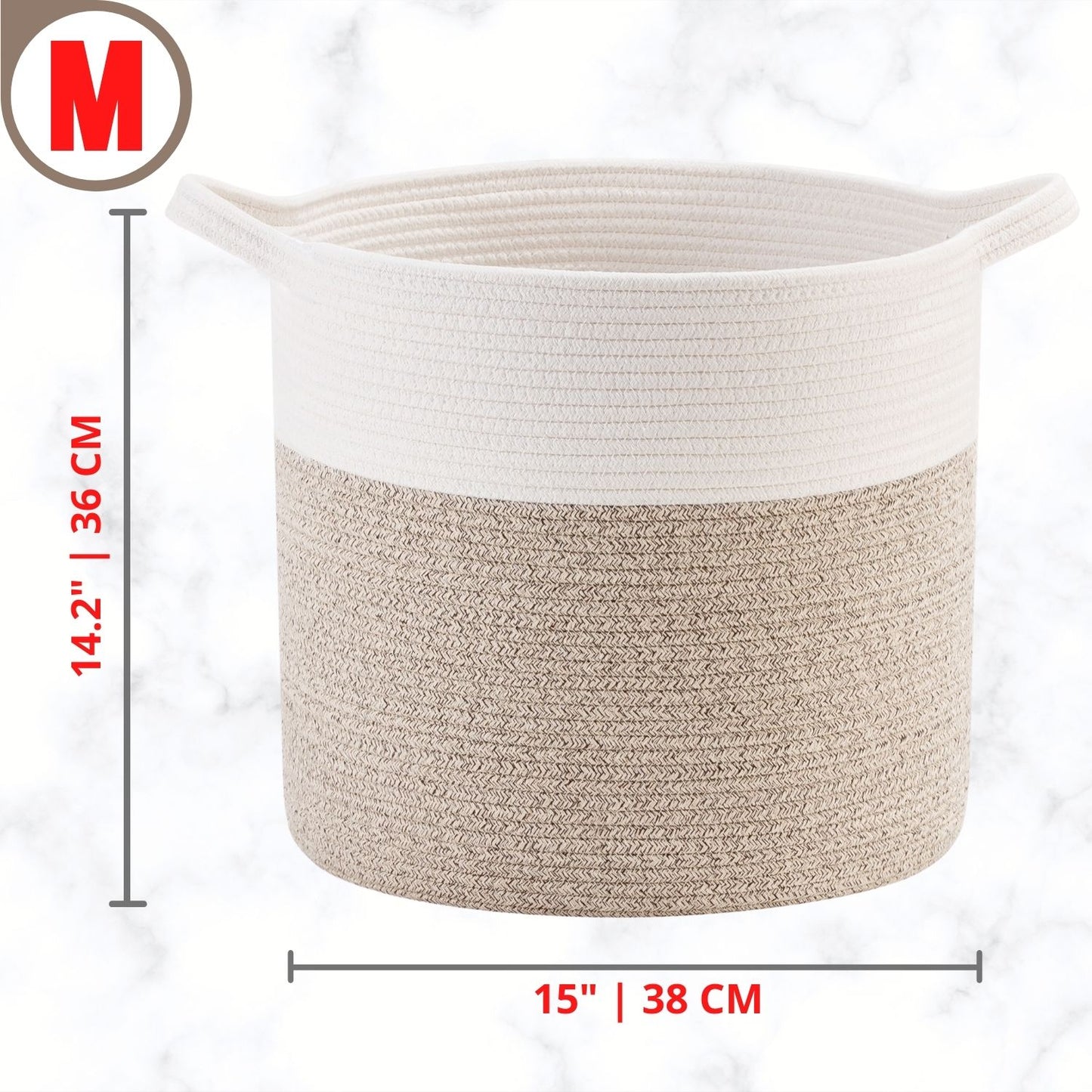 15"x14.2" Rope Basket - Light Brown