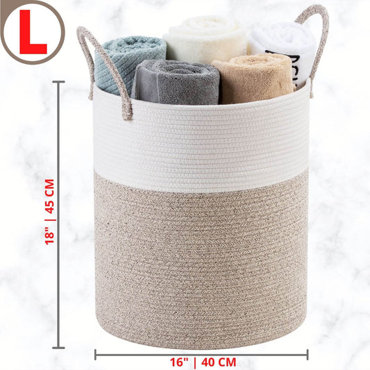 18"x16" Rope Basket w/ Long Handles - Light Brown