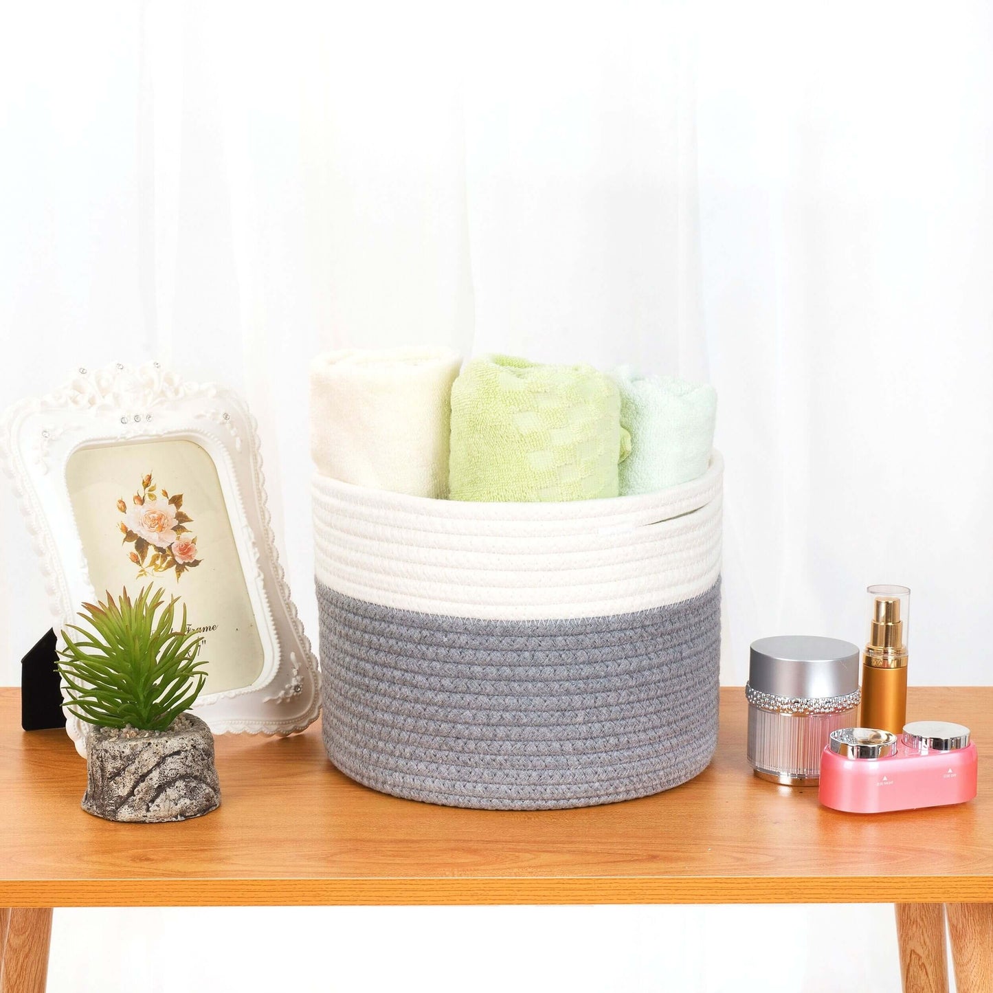9.5"x7.1" Rope Basket - Dark Gray