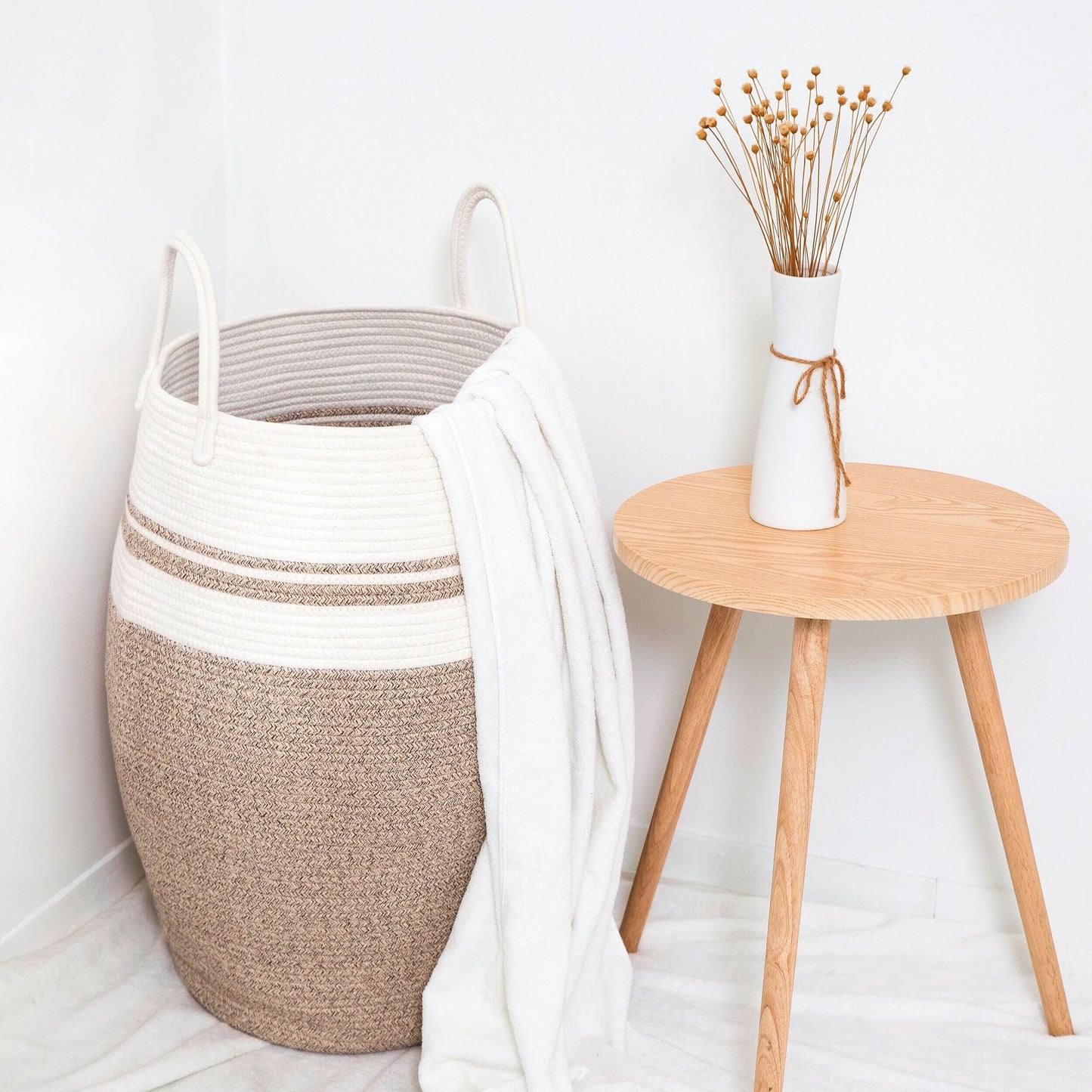 25.6" Belly Rope Basket - Light Brown