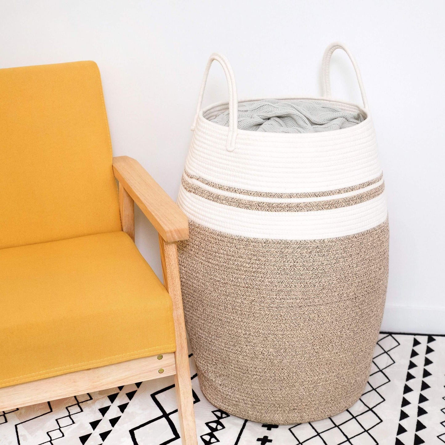 25.6" Belly Rope Basket - Light Brown
