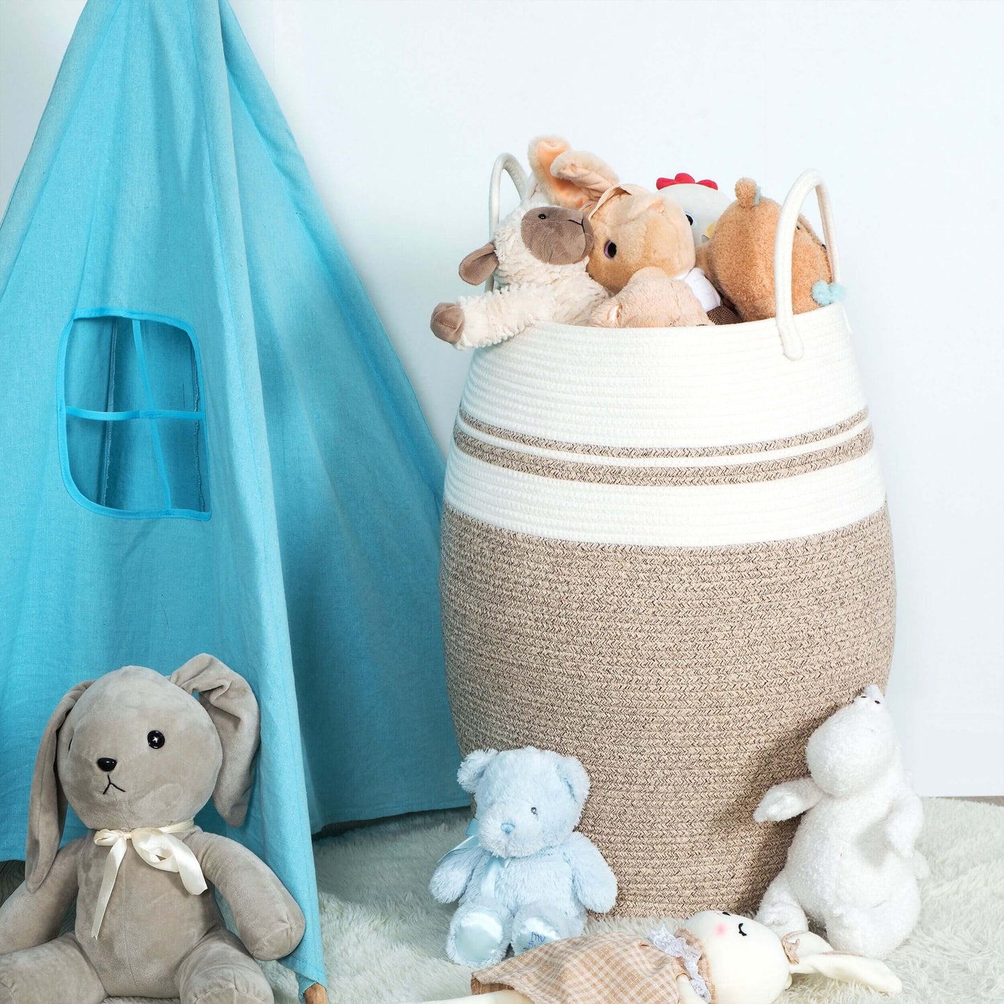 25.6" Belly Rope Basket - Light Brown