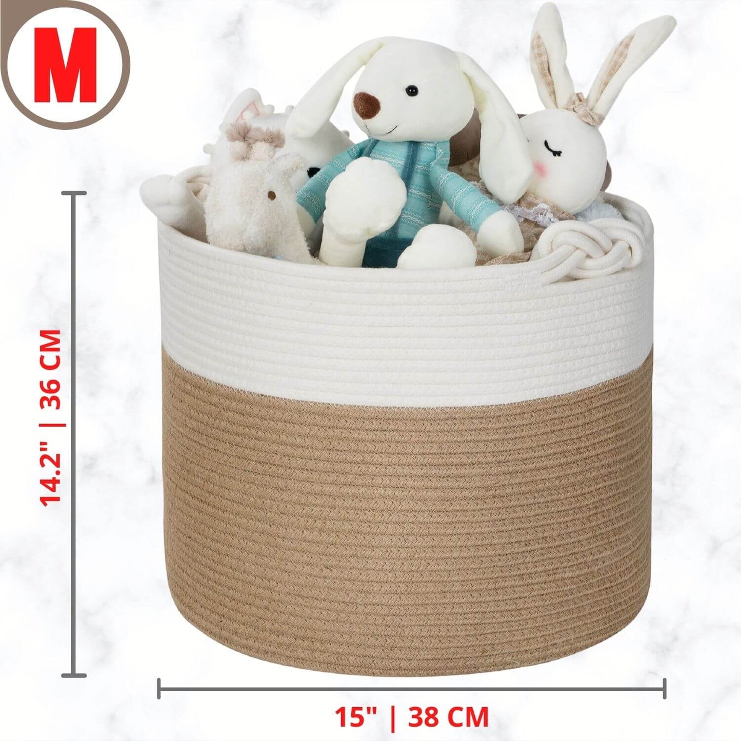 15"x14.2" Rope Basket w/ Knot Handles - Jute