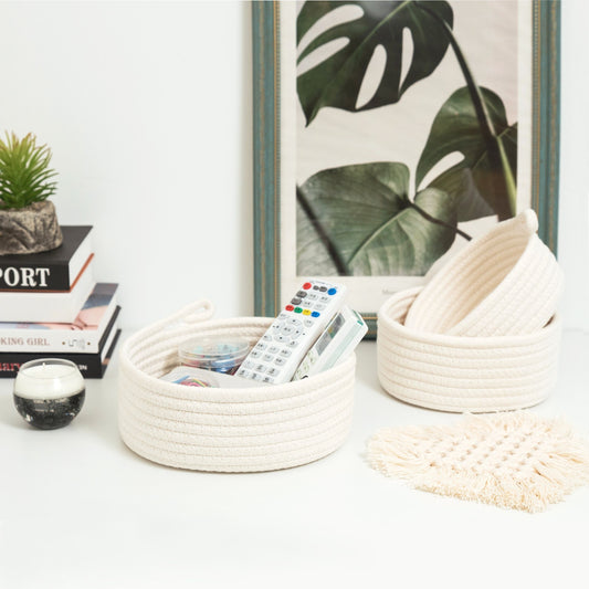 Set of 3 Nesting Catch-All Baskets - Off-White