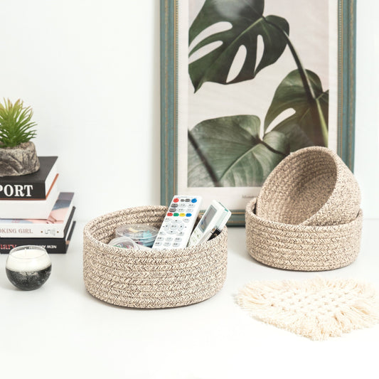 Set of 3 Nesting Catch-All Baskets - Light Brown