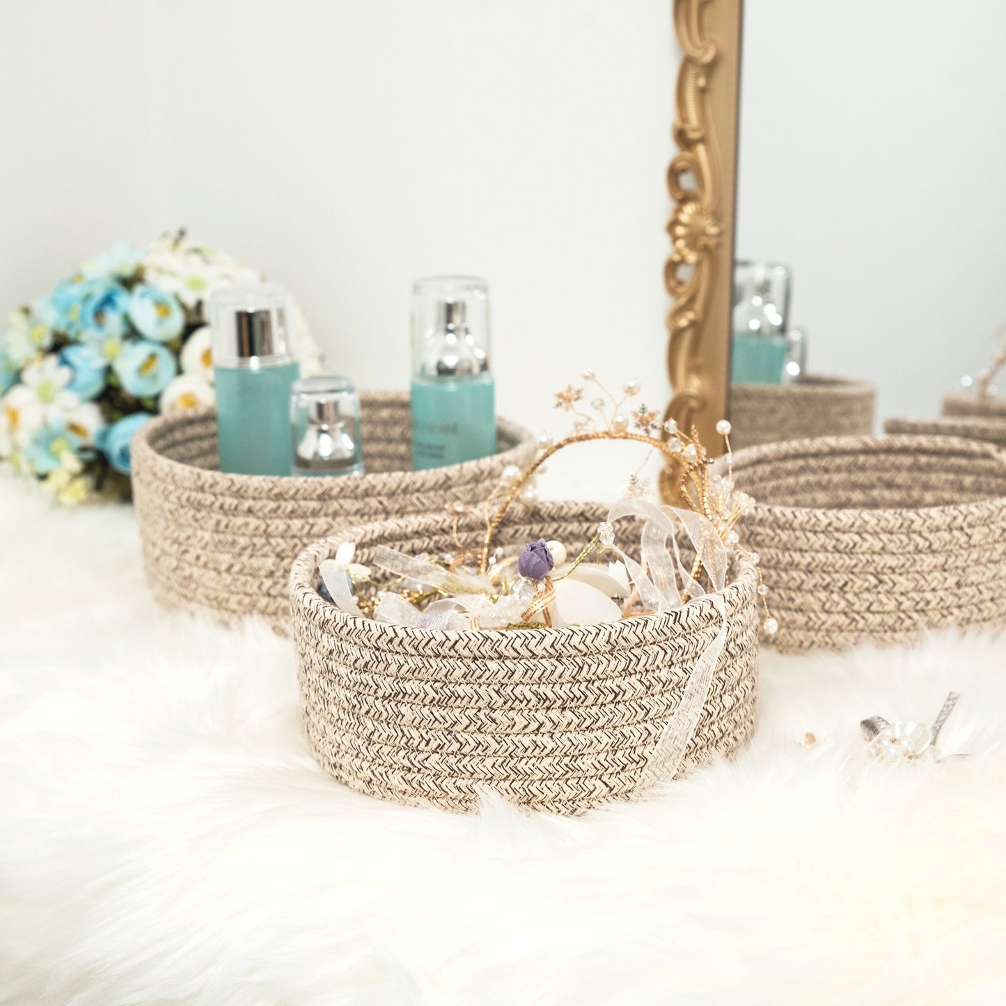 Set of 3 Nesting Catch-All Baskets - Light Brown