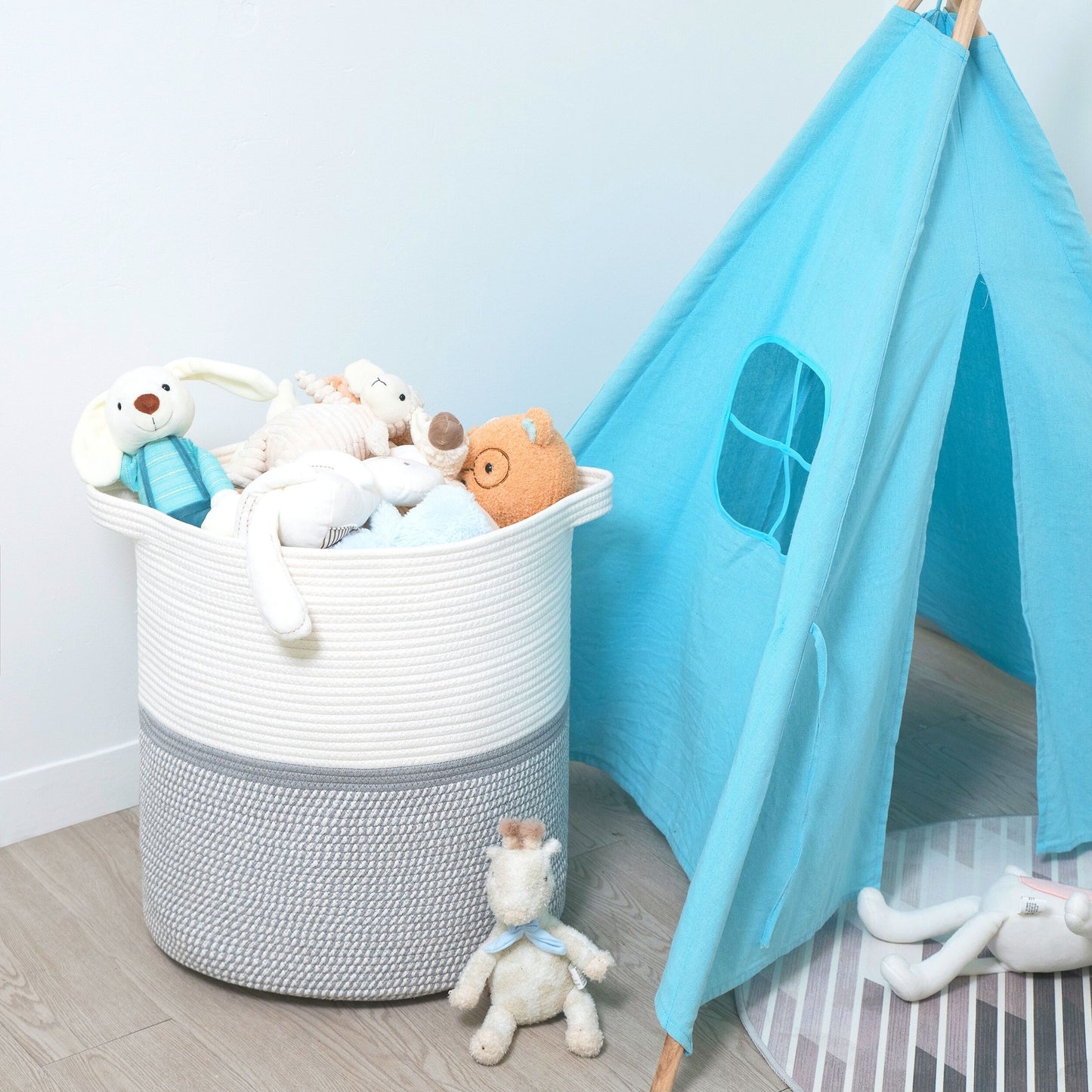 20"x18" Rope Basket - Light Grey Mix