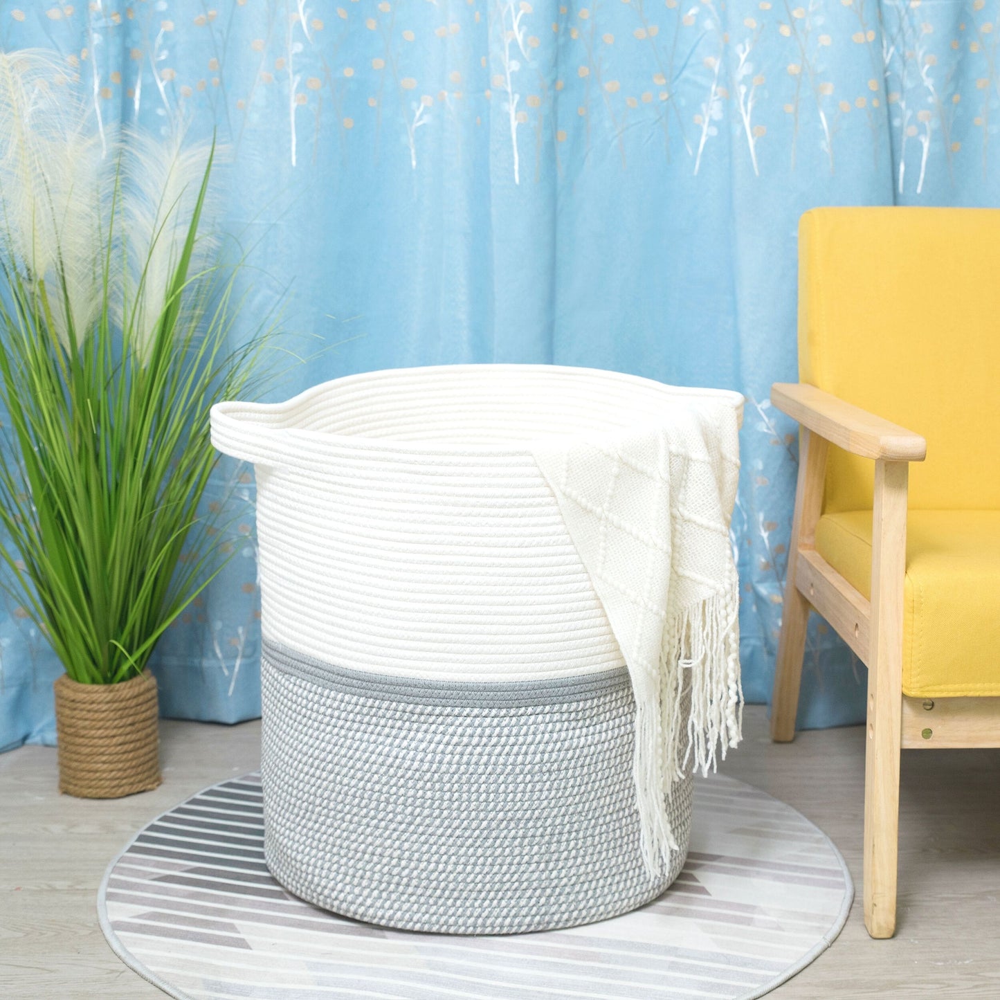 20"x18" Rope Basket - Light Grey Mix
