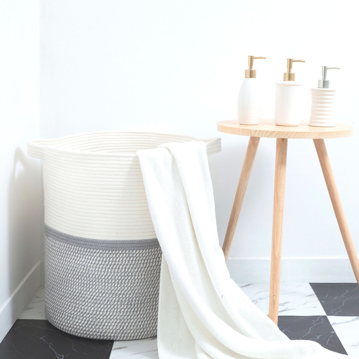 20"x18" Rope Basket - Light Grey Mix