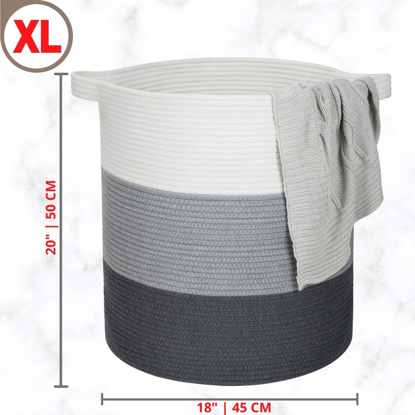 20"x18" Rope Basket - 3-Tone Dark Grey