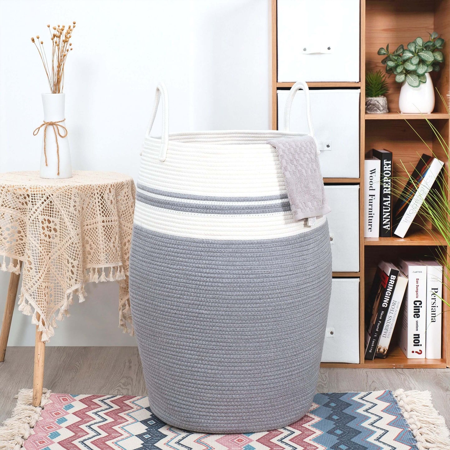 25.6" Belly Rope Basket - Grey
