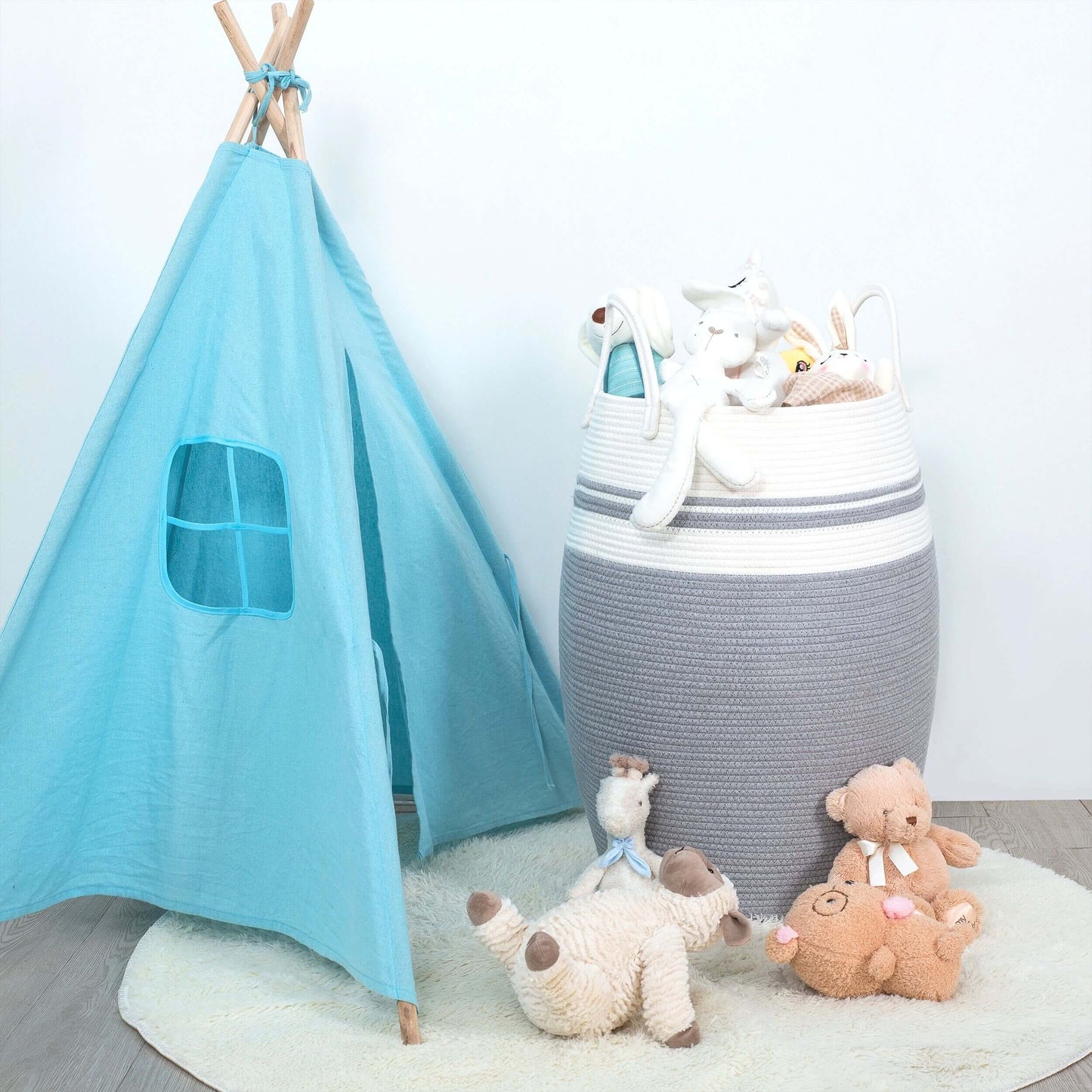 25.6" Belly Rope Basket - Grey