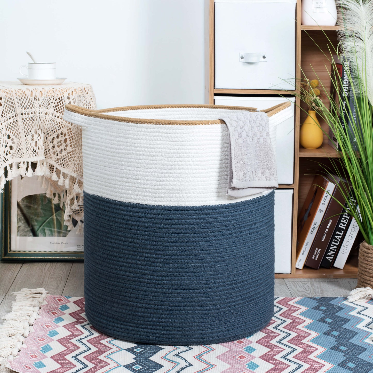 20"x18" Rope Basket - Prussian Blue