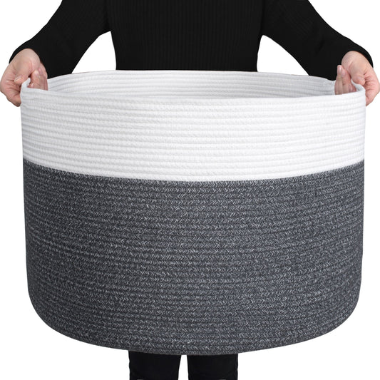 22"x14" Rope Basket w/ Slit Handles - Moonlight Grey