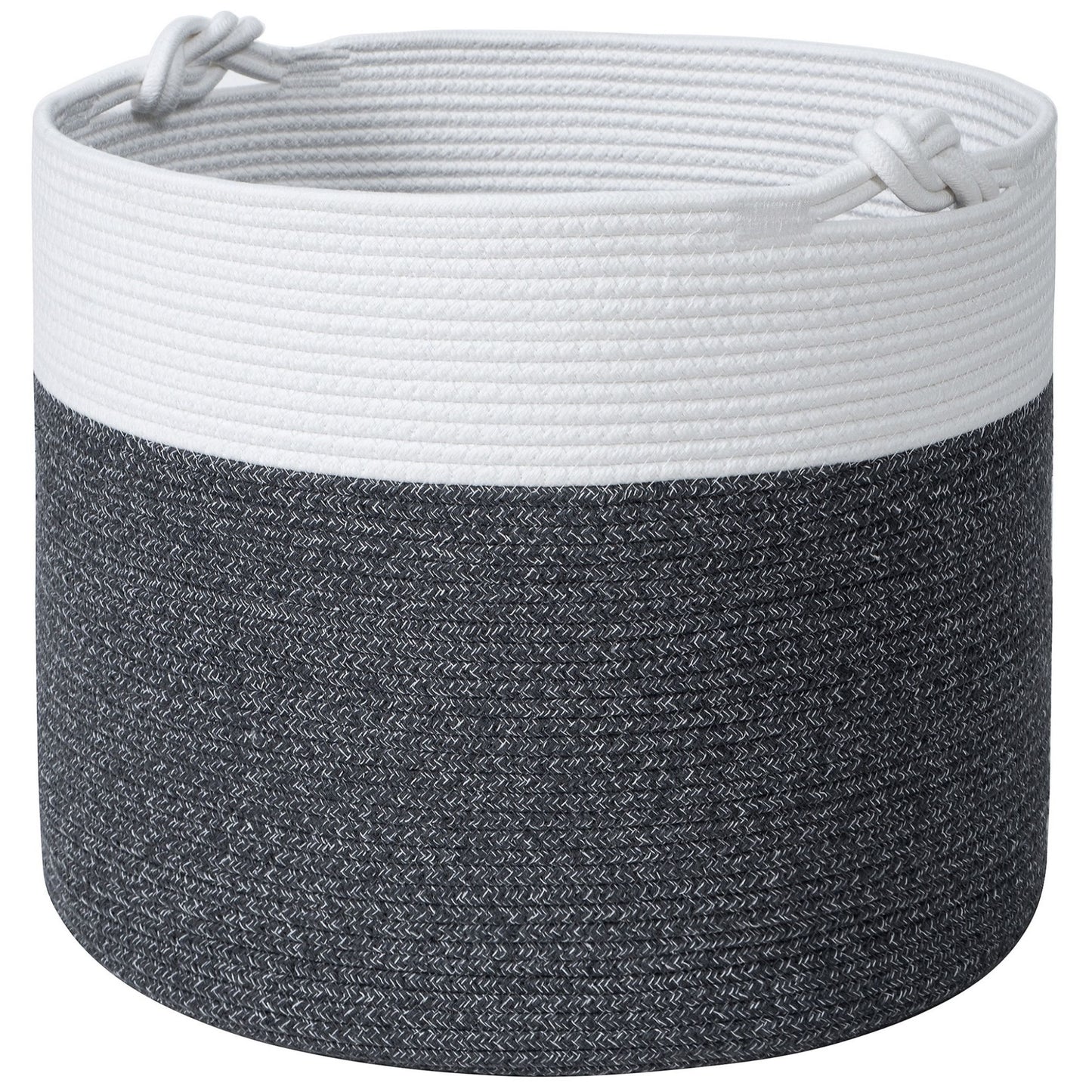 15"x14.2" Rope Basket w/ Knot Handles - Moonlight Grey