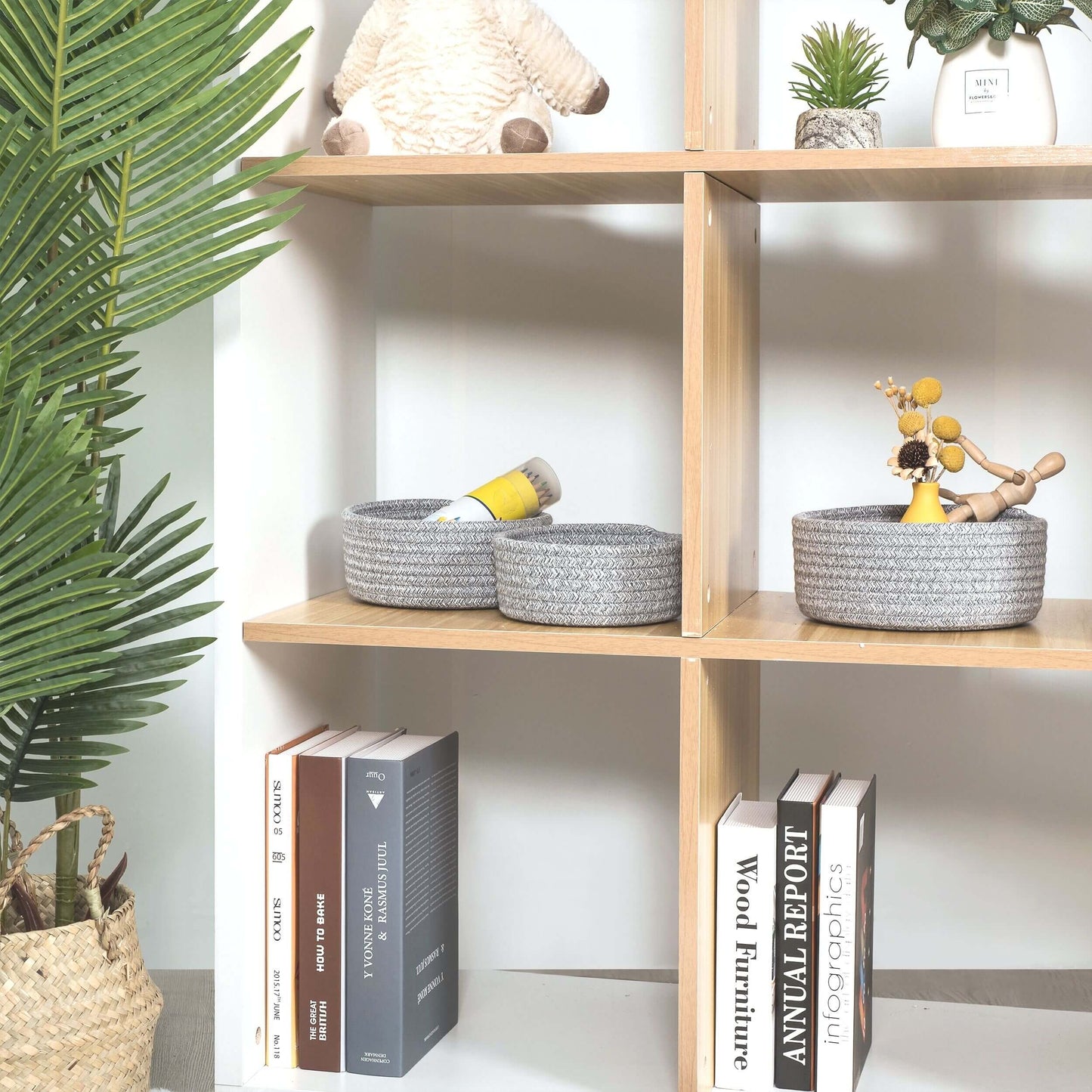 Set of 3 Nesting Catch-All Baskets - Light Grey Mix