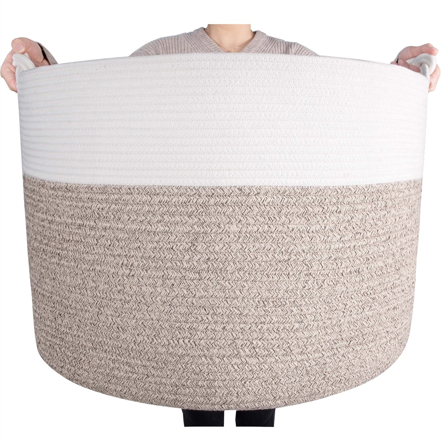 22"x16" Rope Basket w/ Knot Handles - Light Brown