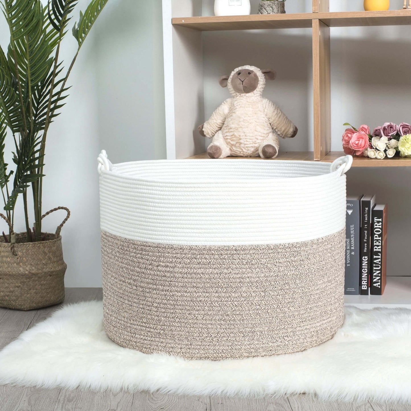 22"x16" Rope Basket w/ Knot Handles - Light Brown