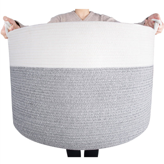 22"x16" Rope Basket w/ Knot Handles - Light Grey