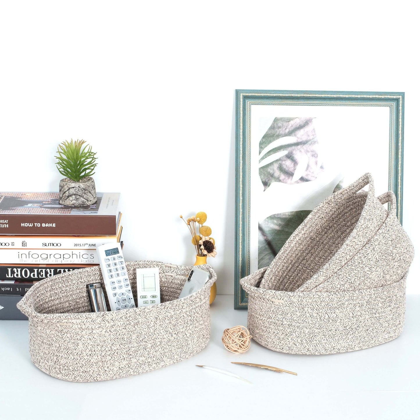 Set of 4 Nesting Baskets - Light Brown