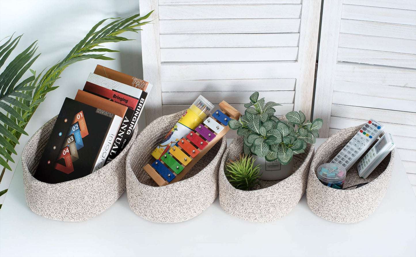 Set of 4 Nesting Baskets - Light Brown