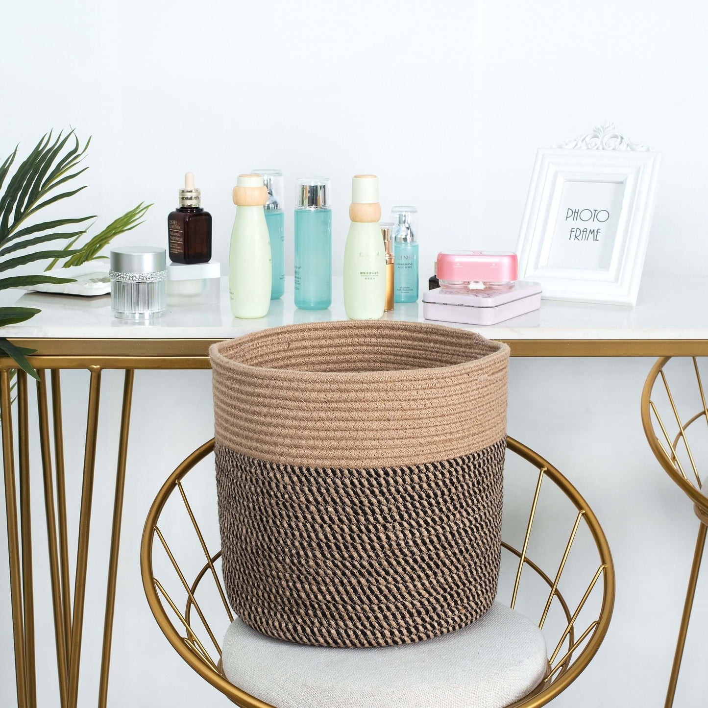 11"x11" Rope Basket - Black Jute