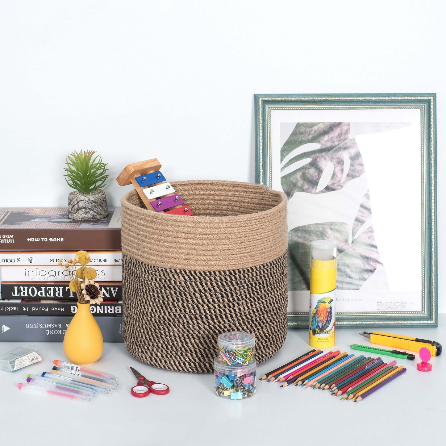 11"x11" Rope Basket - Black Jute