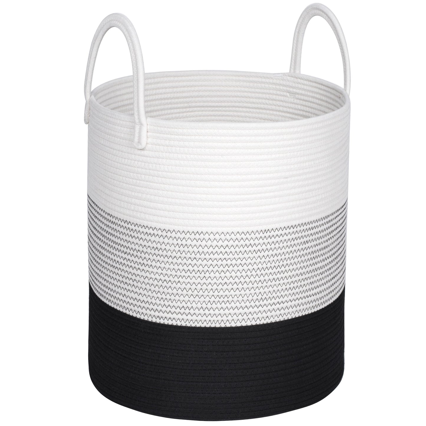 18"x16" Rope Basket w/ Long Handles - Black Stitch