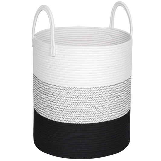 18"x16" Rope Basket w/ Long Handles - Black Stitch