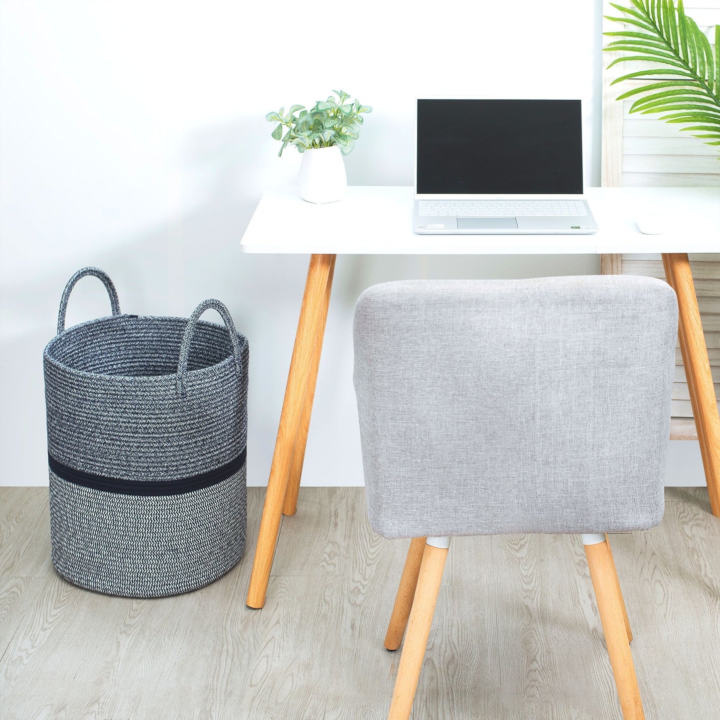 18"x16" Rope Basket w/ Long Handles - Dark Blue Mix