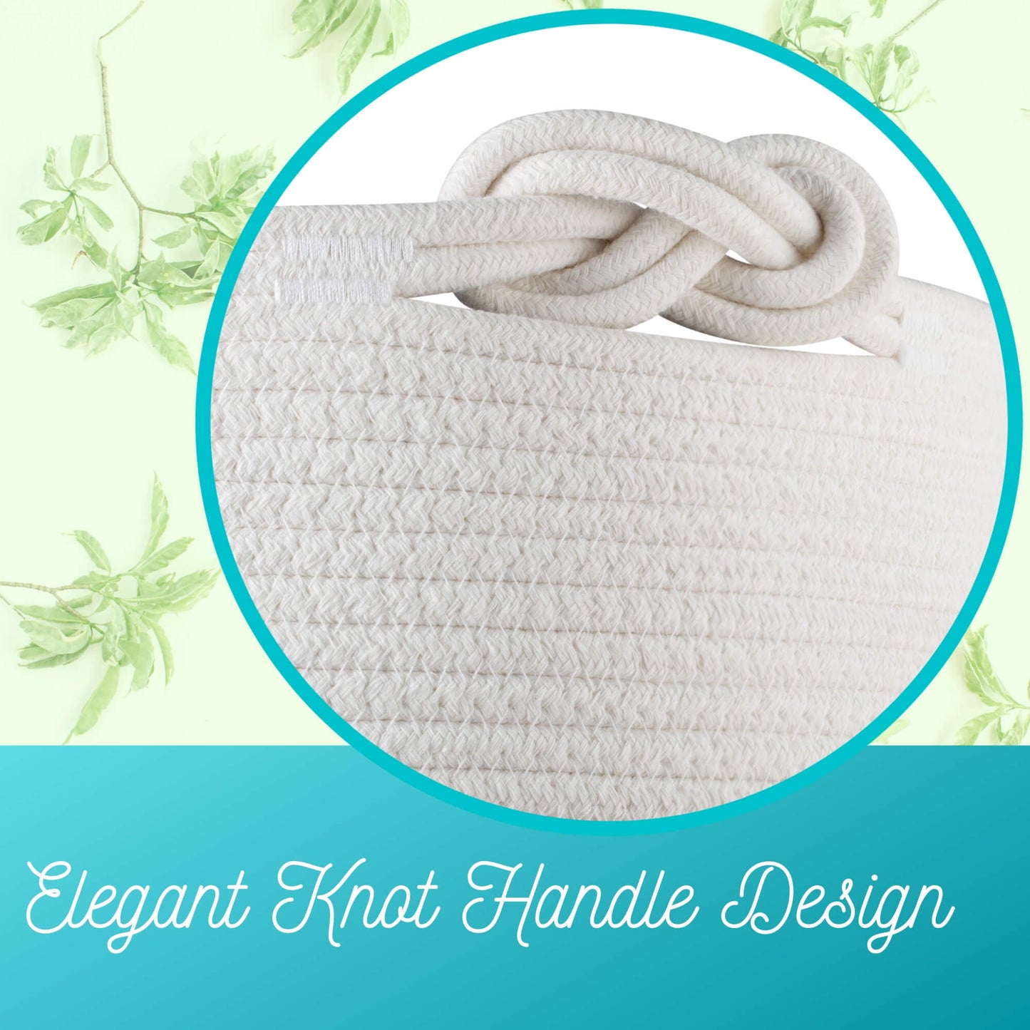 15"x14.2" Rope Basket w/ Knot Handles - Creamy White