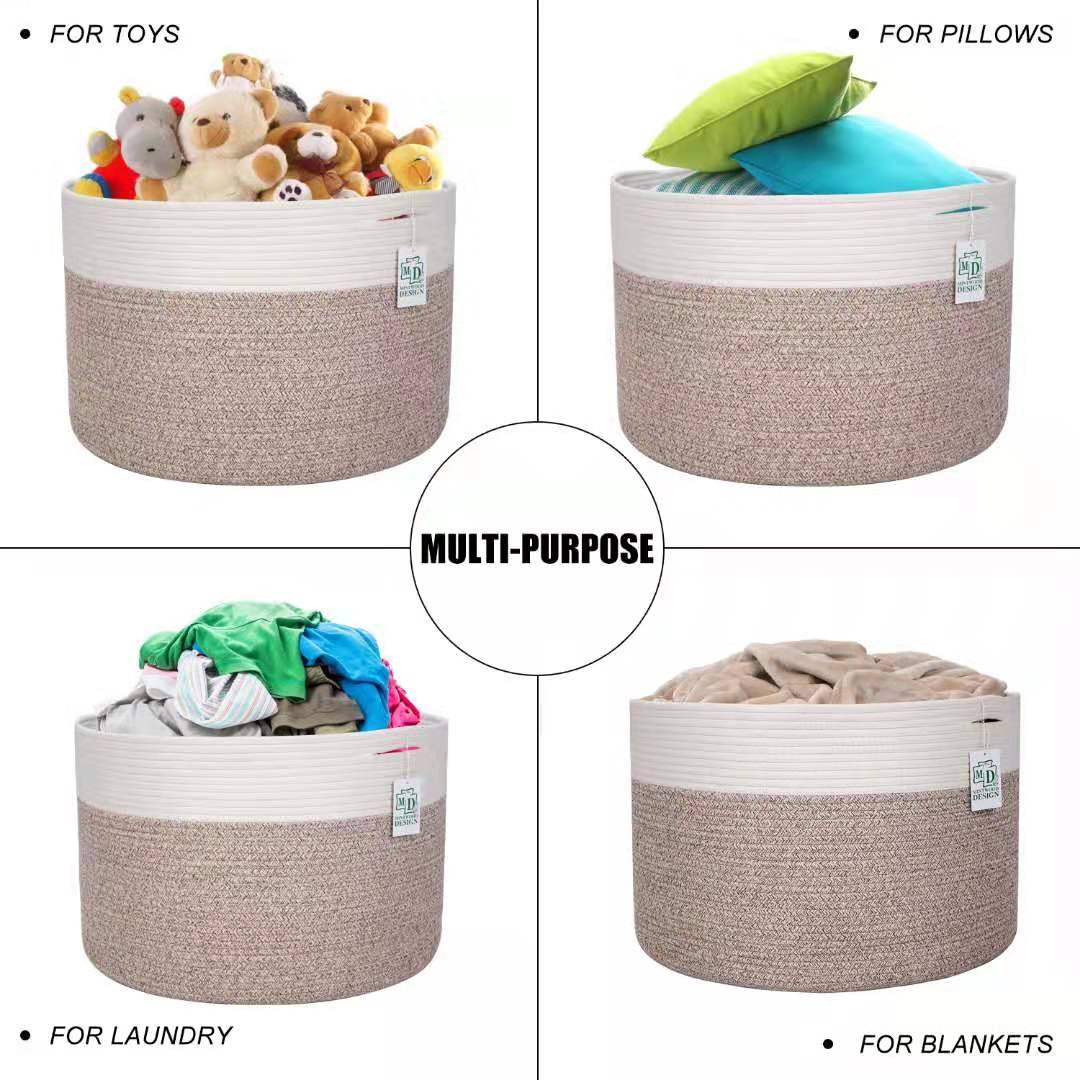 22"x14" Rope Basket w/ Slit Handles - Light Brown